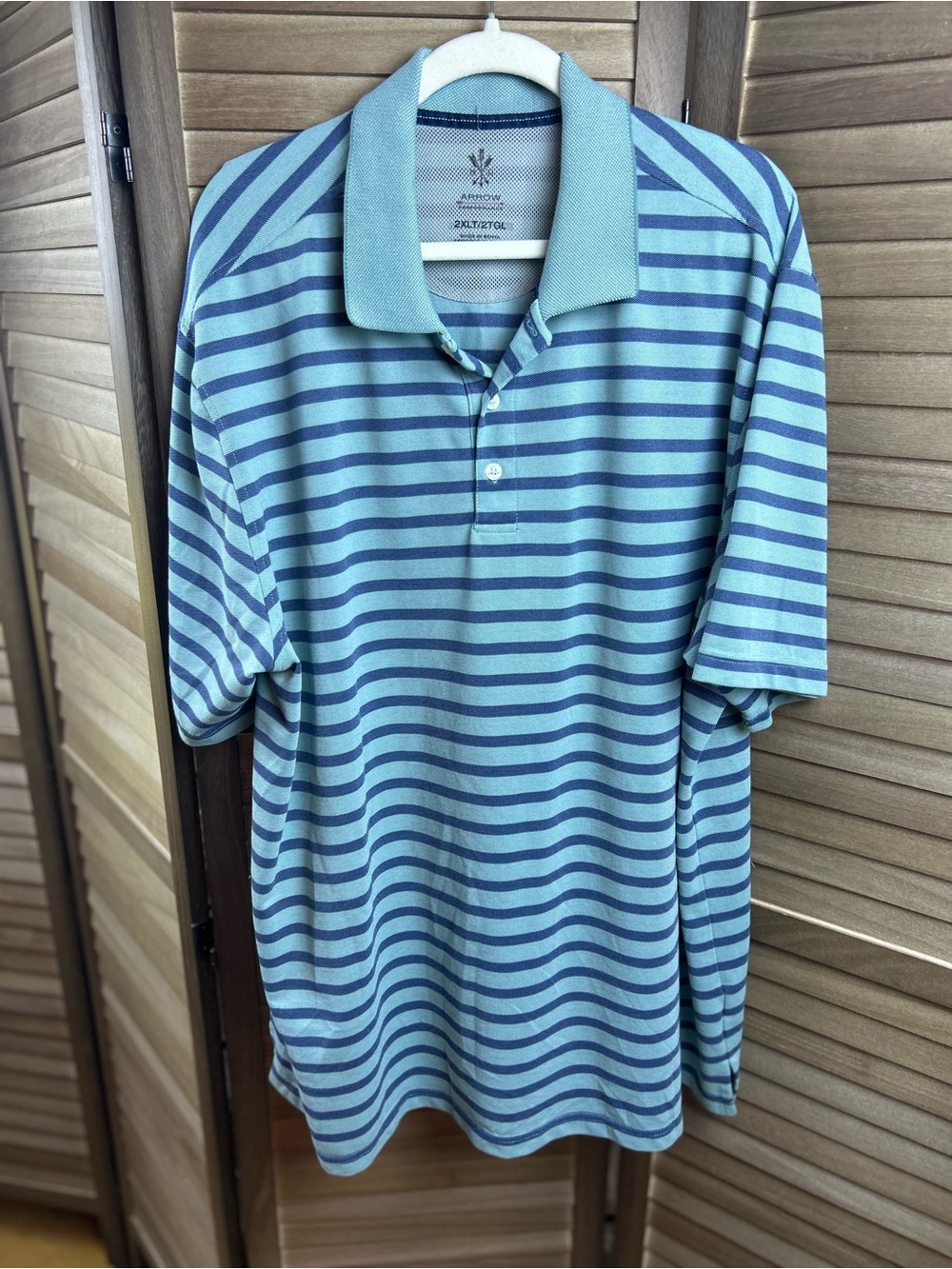 Arrow Performance Men’s 2XLT Blue Striped Golf Polo Shirt